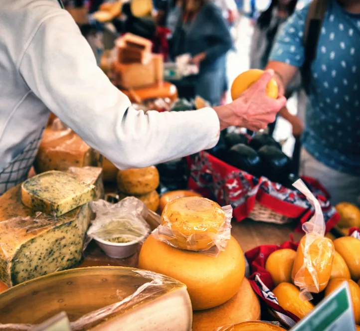 Overseas interns taking a market tour in Amsterdam
