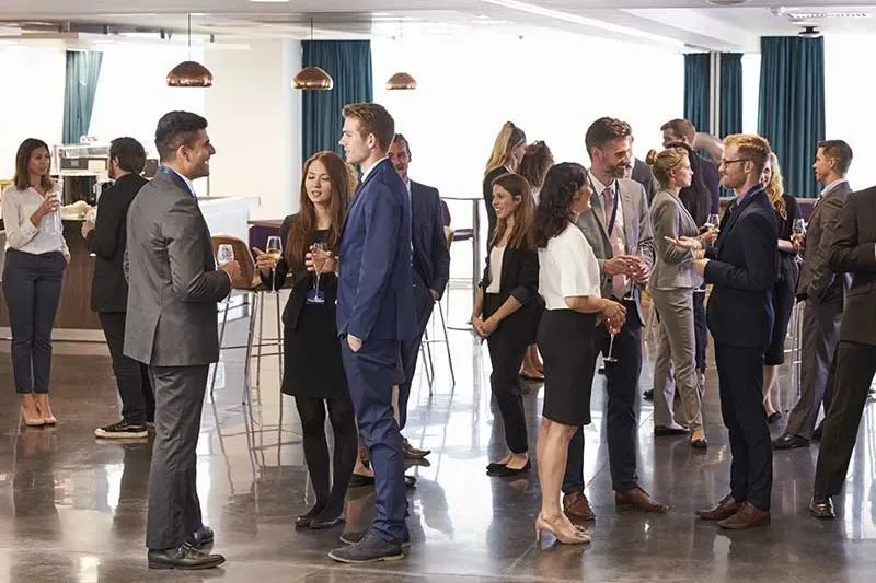 Interns at a networking event