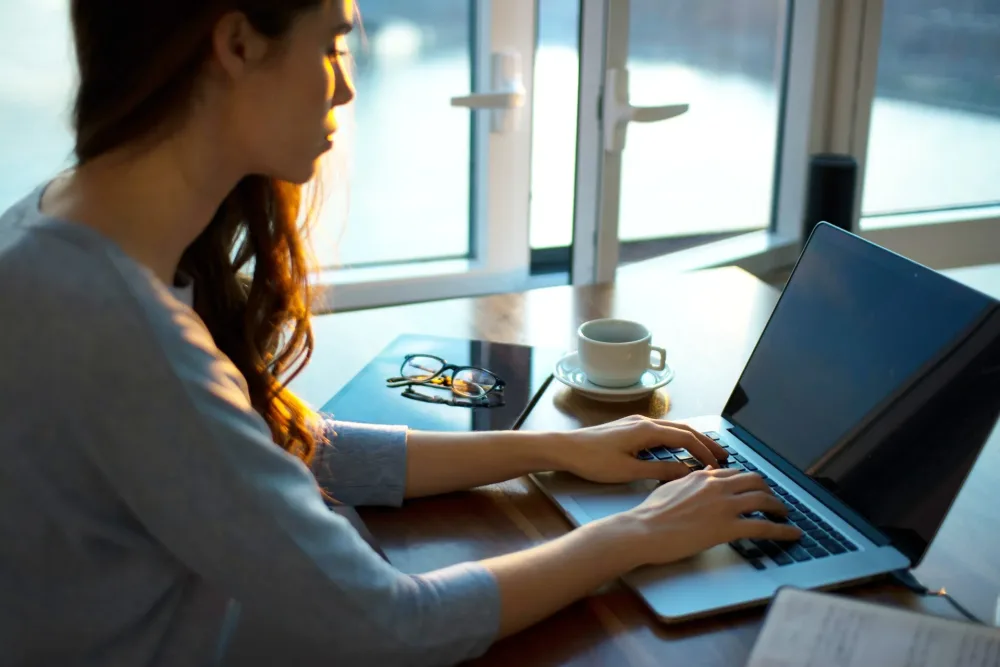 Woman working on laptop