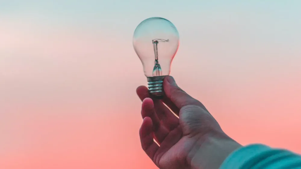 Person holding a lightbulb